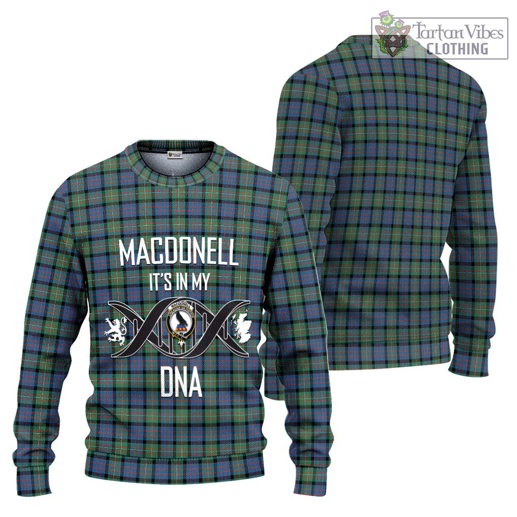 MacDonell of Glengarry Ancient Tartan Knitted Sweater with Family Crest DNA In Me Style Unisex - Tartanvibesclothing Shop