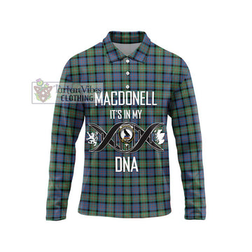 MacDonell of Glengarry Ancient Tartan Long Sleeve Polo Shirt with Family Crest DNA In Me Style