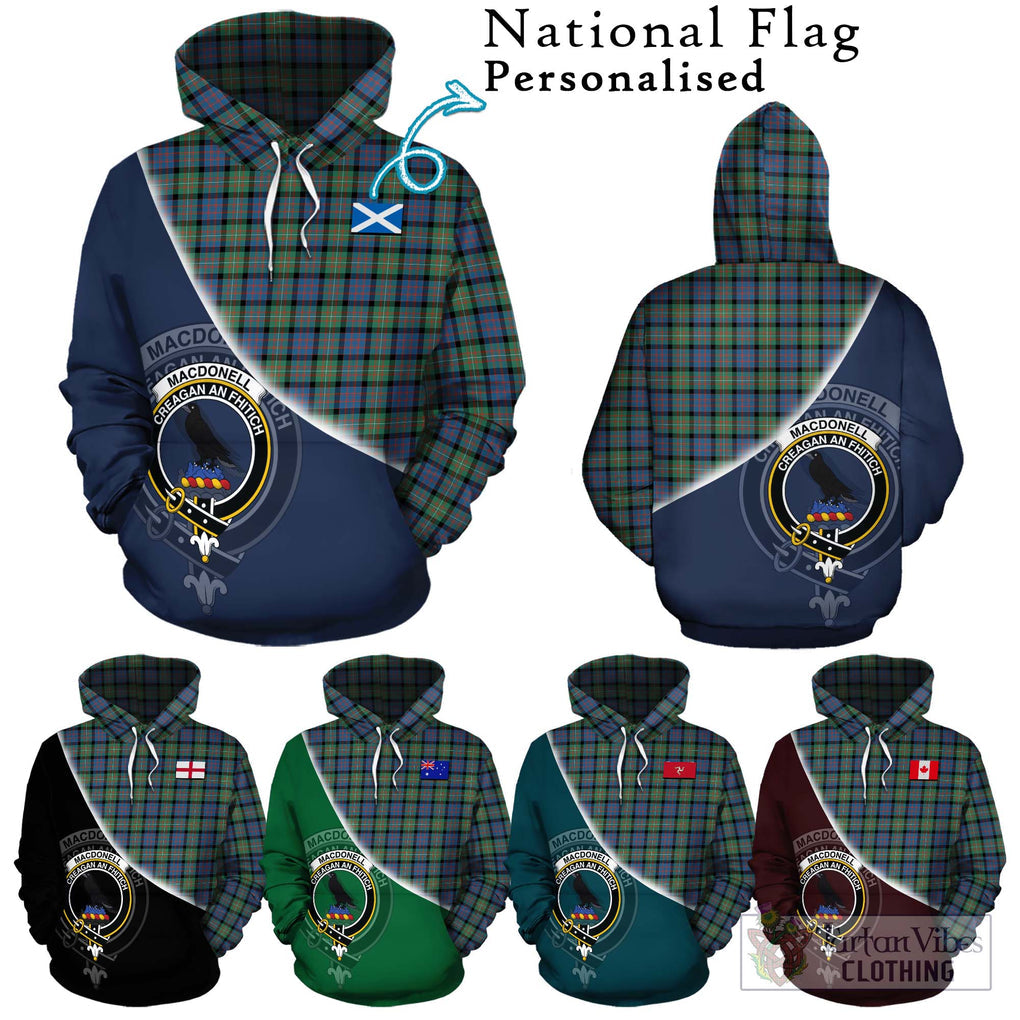 MacDonell of Glengarry Ancient Tartan Hoodie with Personalised National Flag and Family Crest Half Style Zip Hoodie - Tartanvibesclothing Shop