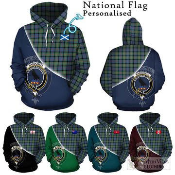 MacDonell of Glengarry Ancient Tartan Hoodie with Personalised National Flag and Family Crest Half Style