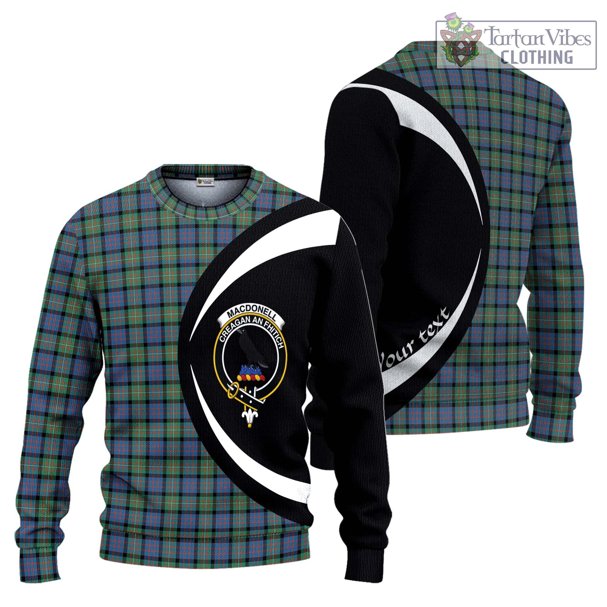 MacDonell of Glengarry Ancient Tartan Knitted Sweater with Family Crest Circle Style Unisex - Tartan Vibes Clothing