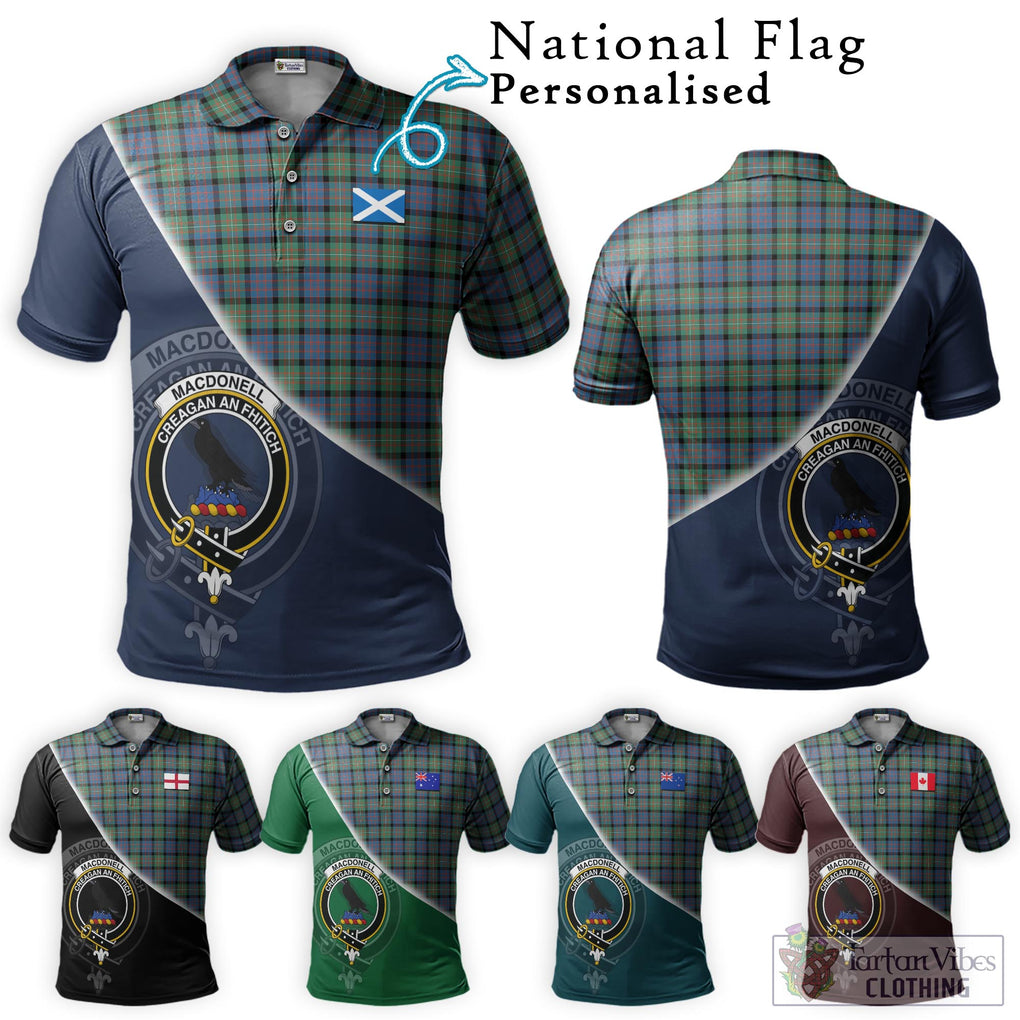 MacDonell of Glengarry Ancient Tartan Polo Shirt with Personalised National Flag and Family Crest Half Style Maroon - Tartanvibesclothing Shop