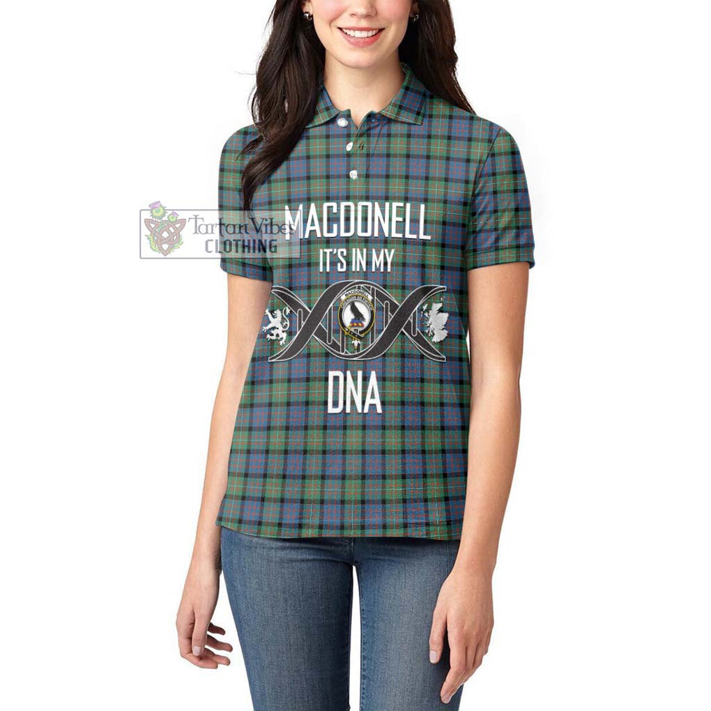 MacDonell of Glengarry Ancient Tartan Women's Polo Shirt with Family Crest DNA In Me Style Women - Tartanvibesclothing Shop