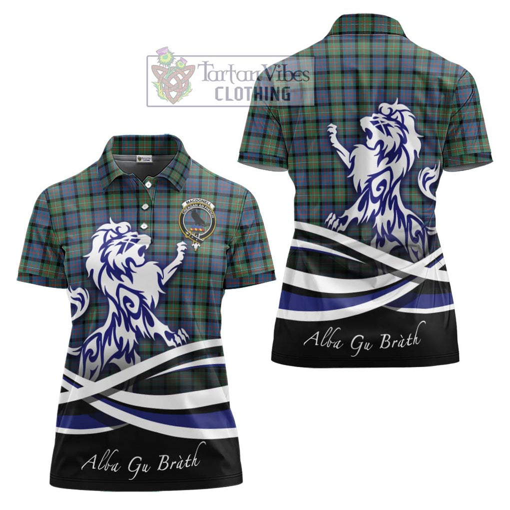 MacDonell of Glengarry Ancient Tartan Women's Polo Shirt with Alba Gu Brath Regal Lion Emblem Women - Tartanvibesclothing Shop