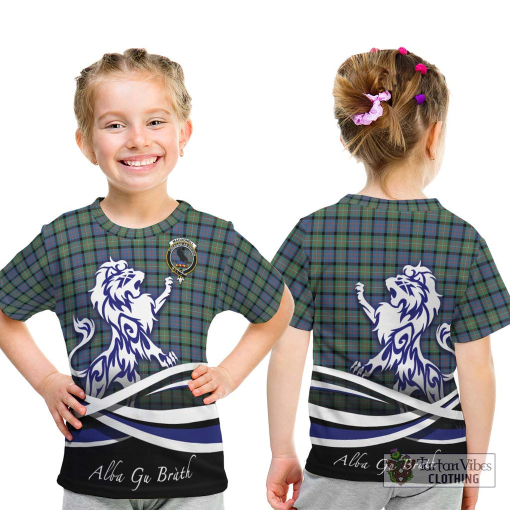 MacDonell of Glengarry Ancient Tartan Kid T-Shirt with Alba Gu Brath Regal Lion Emblem - Tartanvibesclothing Shop