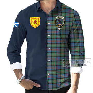 MacDonell of Glengarry Ancient Tartan Long Sleeve Button Shirt Alba with Scottish Lion Royal Arm Half Style