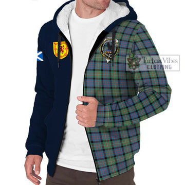 MacDonell of Glengarry Ancient Tartan Sherpa Hoodie Alba with Scottish Lion Royal Arm Half Style