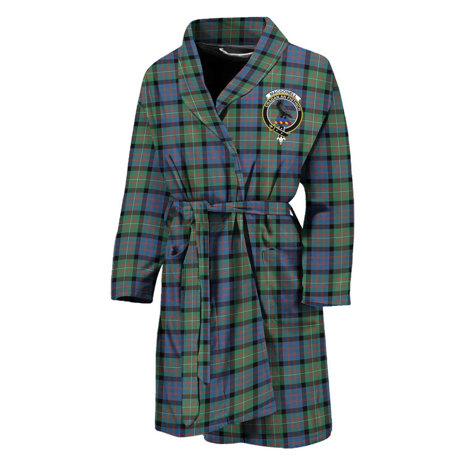 MacDonell of Glengarry Ancient Tartan Bathrobe with Family Crest Unisex M - Tartan Vibes Clothing