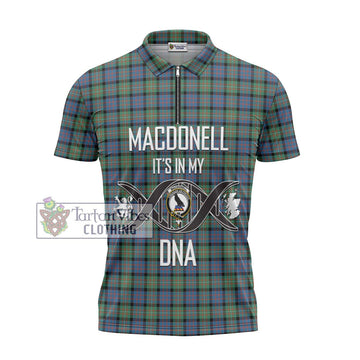 MacDonell of Glengarry Ancient Tartan Zipper Polo Shirt with Family Crest DNA In Me Style