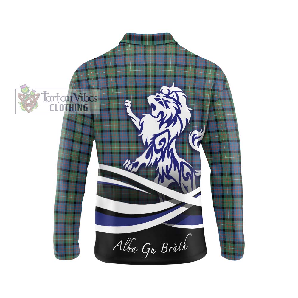 MacDonell of Glengarry Ancient Tartan Long Sleeve Polo Shirt with Alba Gu Brath Regal Lion Emblem - Tartanvibesclothing Shop