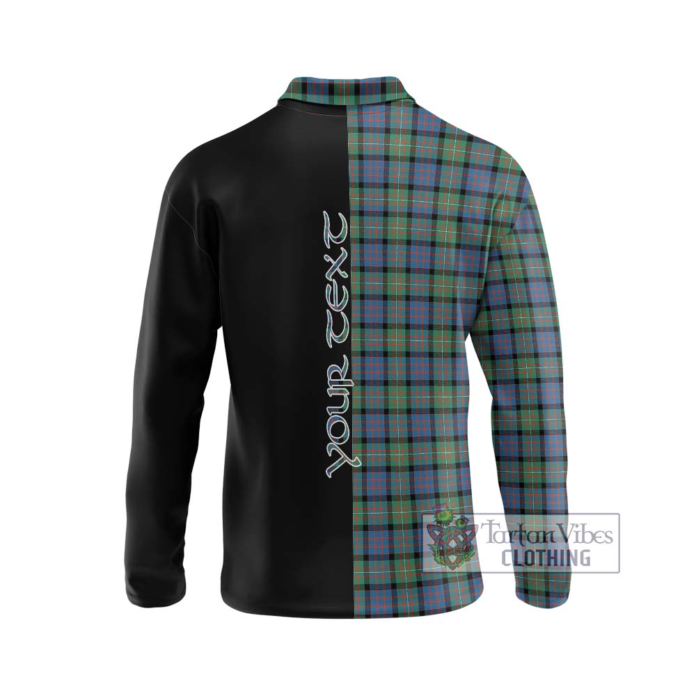 MacDonell of Glengarry Ancient Tartan Long Sleeve Polo Shirt with Family Crest and Half Of Me Style - Tartanvibesclothing Shop