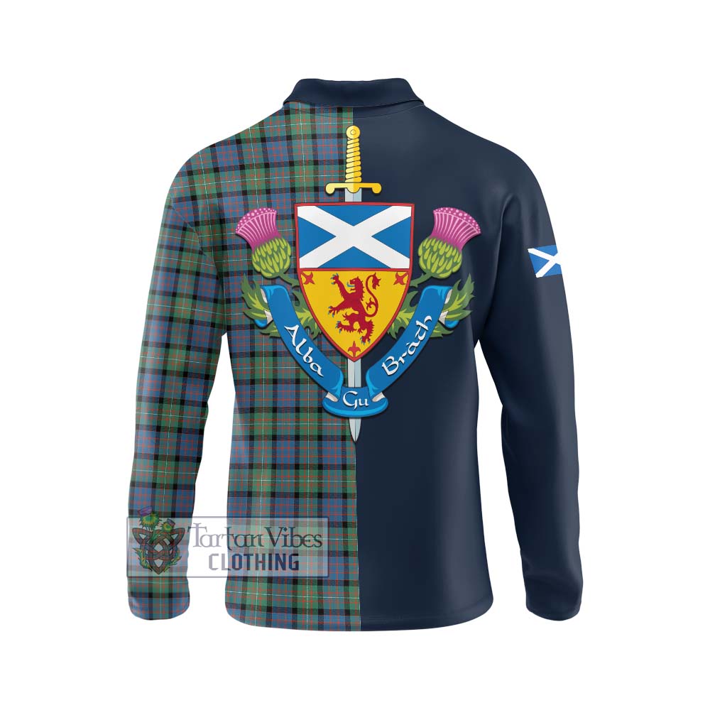 Tartan Vibes Clothing MacDonell of Glengarry Ancient Tartan Long Sleeve Polo Shirt with Scottish Lion Royal Arm Half Style