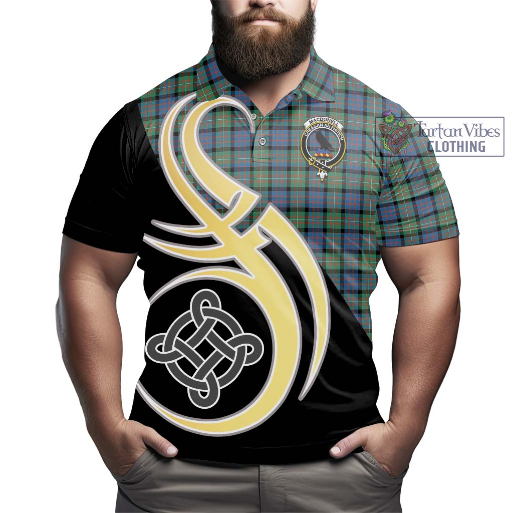 MacDonell of Glengarry Ancient Tartan Polo Shirt with Family Crest and Celtic Symbol Style - Tartan Vibes Clothing