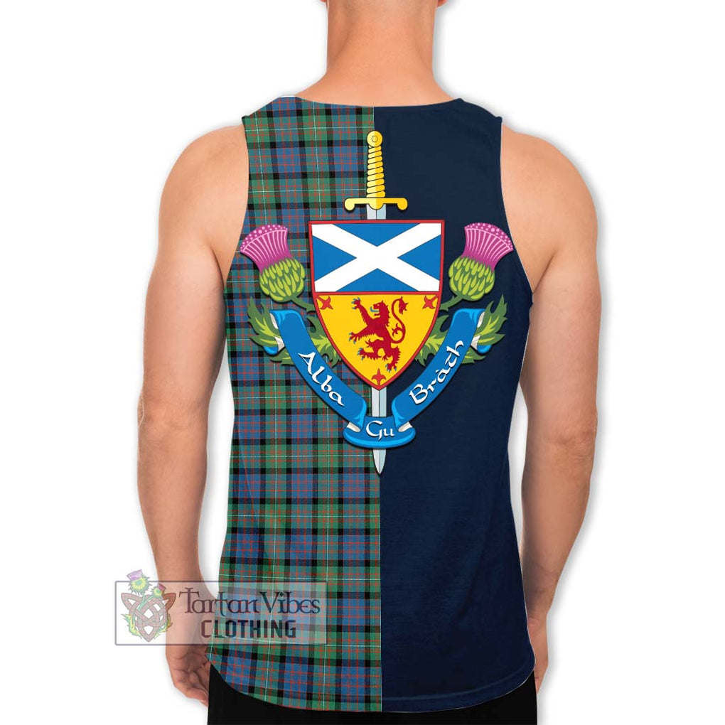 Tartan Vibes Clothing MacDonell of Glengarry Ancient Tartan Men's Tank Top with Scottish Lion Royal Arm Half Style