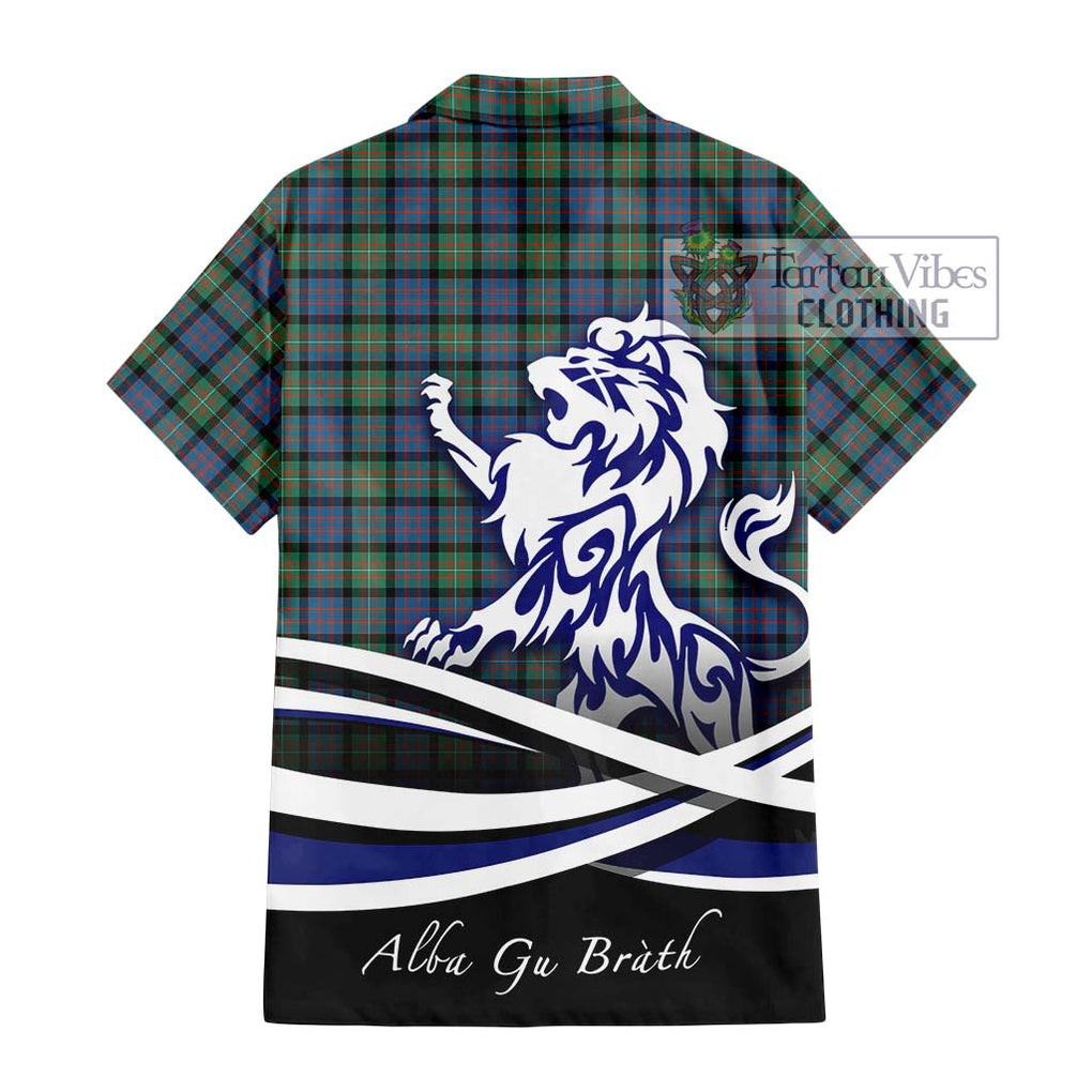 MacDonell of Glengarry Ancient Tartan Short Sleeve Button Shirt with Alba Gu Brath Regal Lion Emblem - Tartanvibesclothing Shop