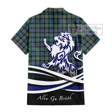 MacDonell of Glengarry Ancient Tartan Short Sleeve Button Shirt with Alba Gu Brath Regal Lion Emblem