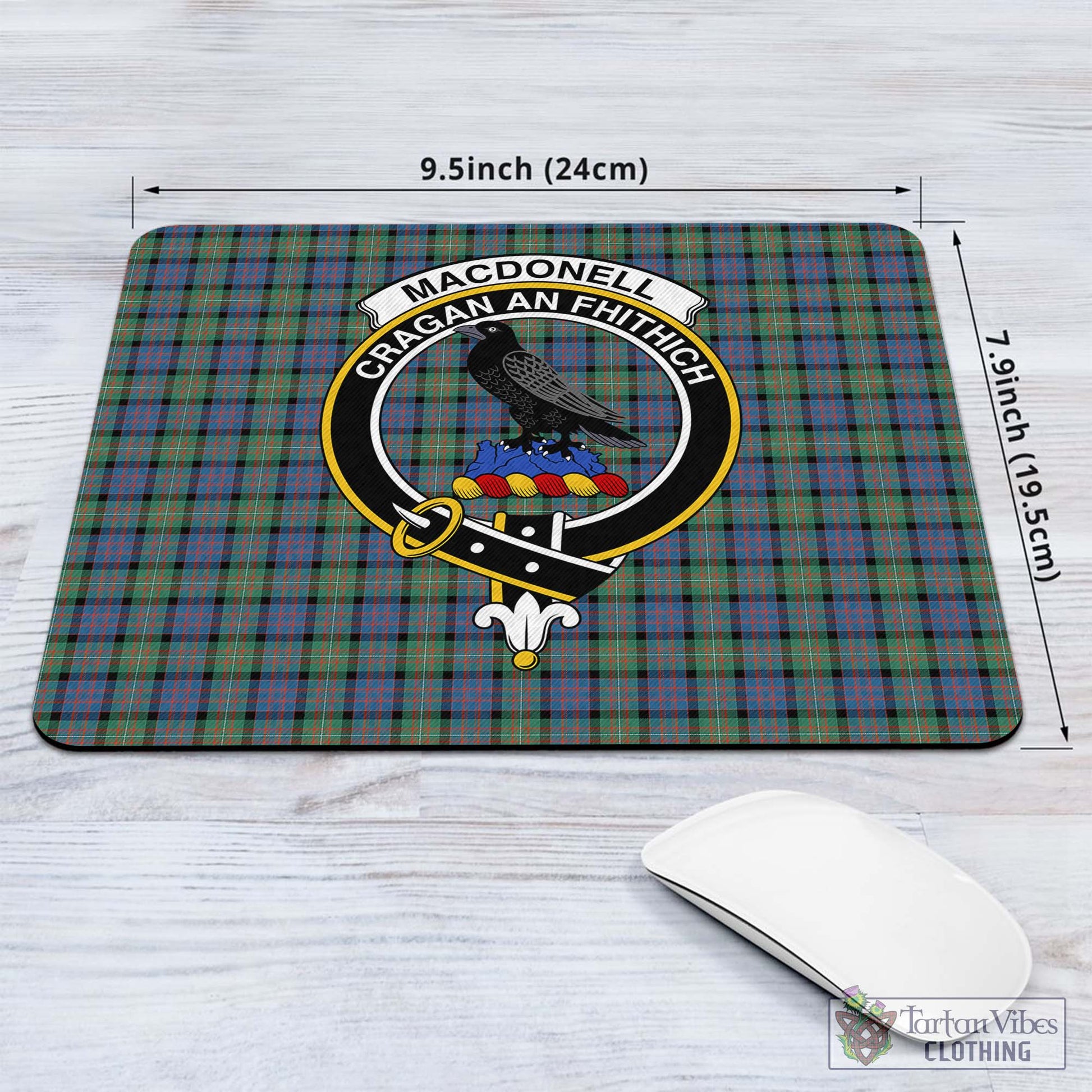 Tartan Vibes Clothing MacDonell of Glengarry Ancient Tartan Mouse Pad with Family Crest