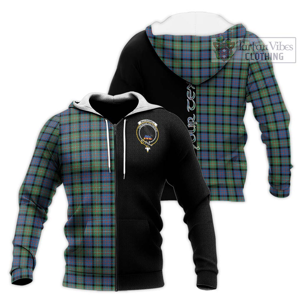 MacDonell of Glengarry Ancient Tartan Knitted Hoodie with Family Crest and Half Of Me Style Unisex Knitted Zip Hoodie - Tartanvibesclothing Shop