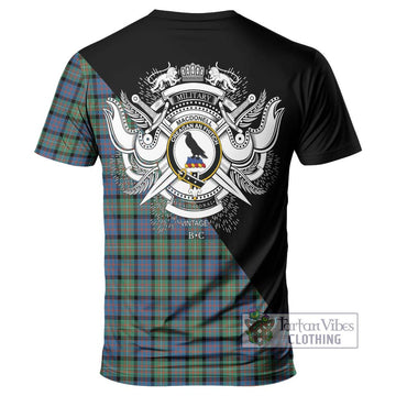 MacDonell of Glengarry Ancient Tartan T-Shirt with Family Crest and Military Logo Style