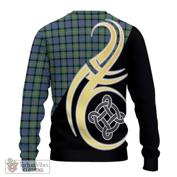 MacDonell of Glengarry Ancient Tartan Ugly Sweater with Family Crest and Celtic Symbol Style