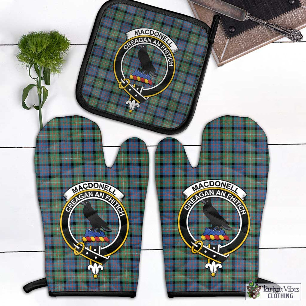 MacDonell of Glengarry Ancient Tartan Combo Oven Mitt & Pot-Holder with Family Crest Combo 1 Oven Mitt & 1 Pot-Holder Black - Tartan Vibes Clothing