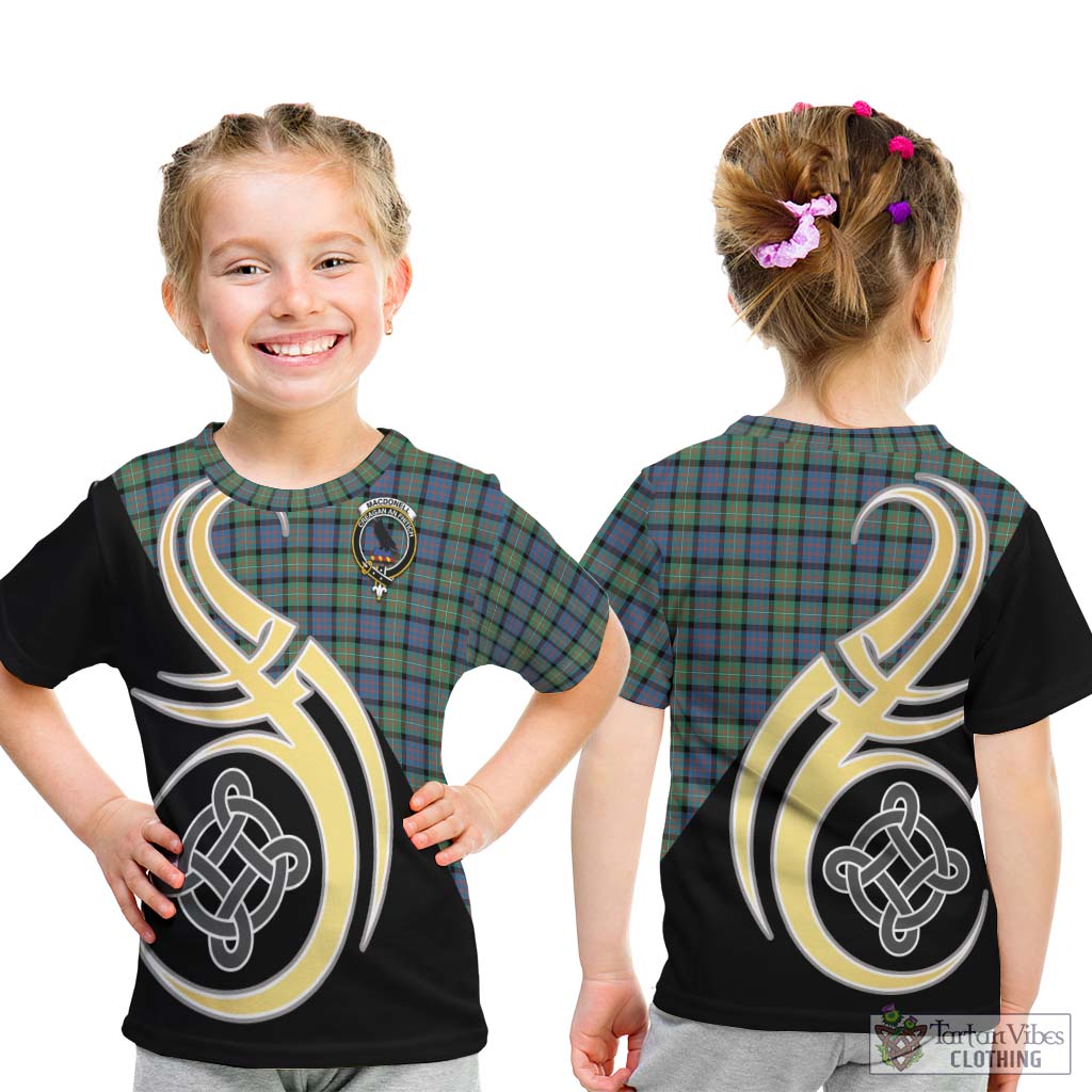 MacDonell of Glengarry Ancient Tartan Kid T-Shirt with Family Crest and Celtic Symbol Style - Tartan Vibes Clothing