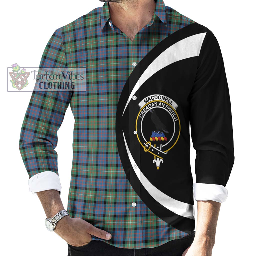 MacDonell of Glengarry Ancient Tartan Long Sleeve Button Up with Family Crest Circle Style - Tartan Vibes Clothing