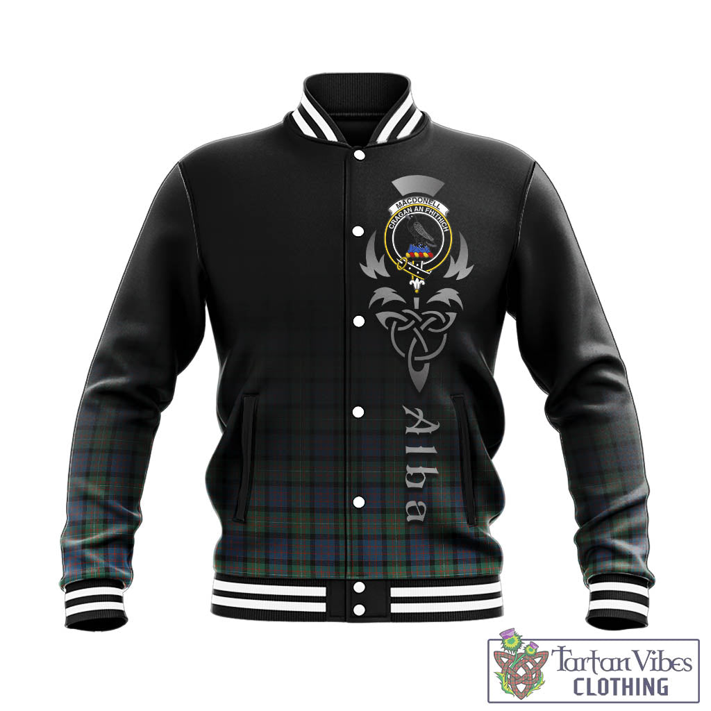 Tartan Vibes Clothing MacDonell of Glengarry Ancient Tartan Baseball Jacket Featuring Alba Gu Brath Family Crest Celtic Inspired