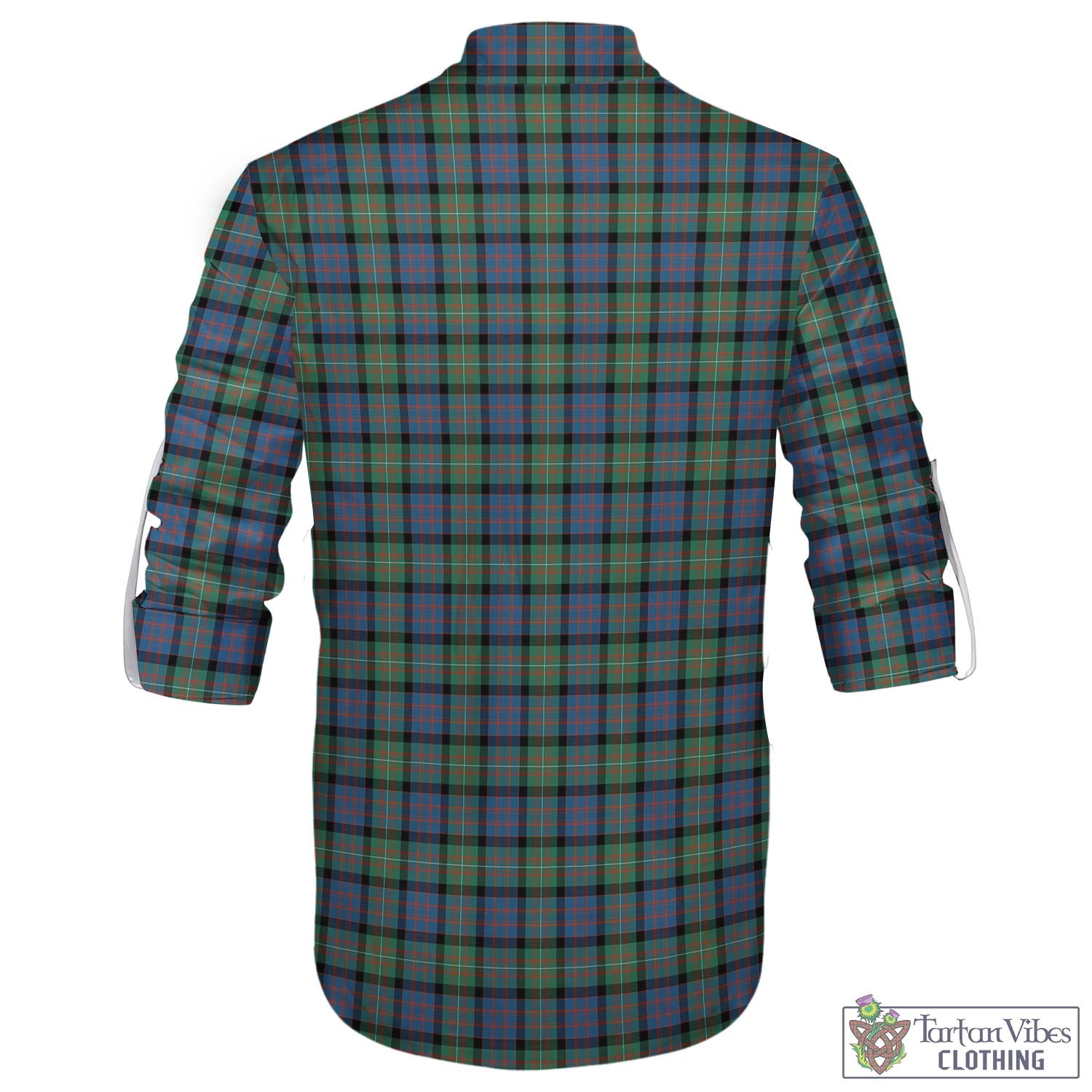 Tartan Vibes Clothing MacDonell of Glengarry Ancient Tartan Men's Scottish Traditional Jacobite Ghillie Kilt Shirt with Family Crest