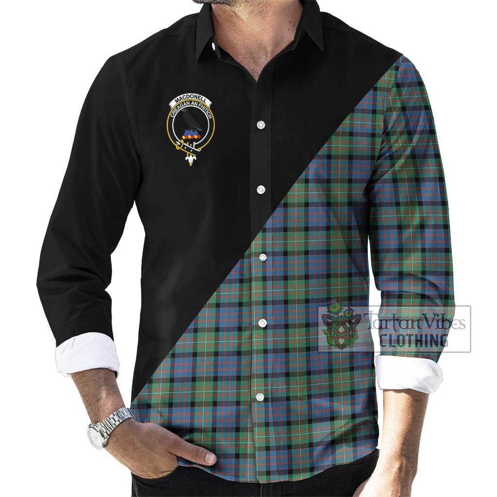 MacDonell of Glengarry Ancient Tartan Long Sleeve Button Shirt with Family Crest and Military Logo Style - Tartanvibesclothing Shop