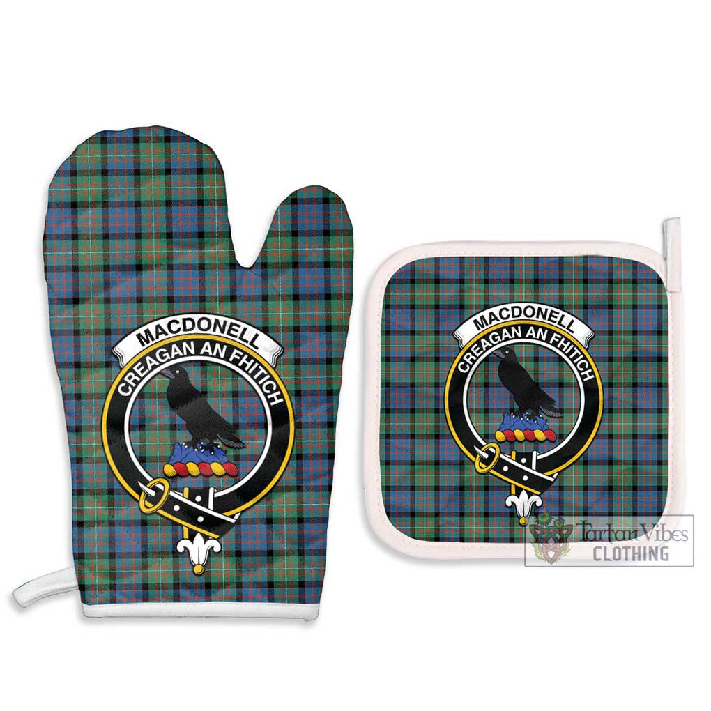 MacDonell of Glengarry Ancient Tartan Combo Oven Mitt & Pot-Holder with Family Crest Combo 1 Oven Mitt & 2 Pot-Holder White - Tartan Vibes Clothing