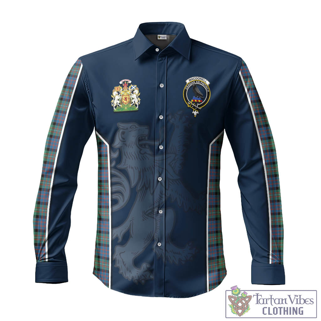 Tartan Vibes Clothing MacDonell of Glengarry Ancient Tartan Long Sleeve Button Up Shirt with Family Crest and Lion Rampant Vibes Sport Style