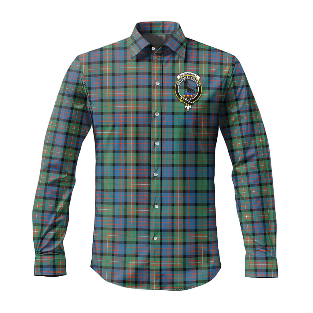 macdonell-of-glengarry-ancient-tartan-long-sleeve-button-up-shirt-with-family-crest