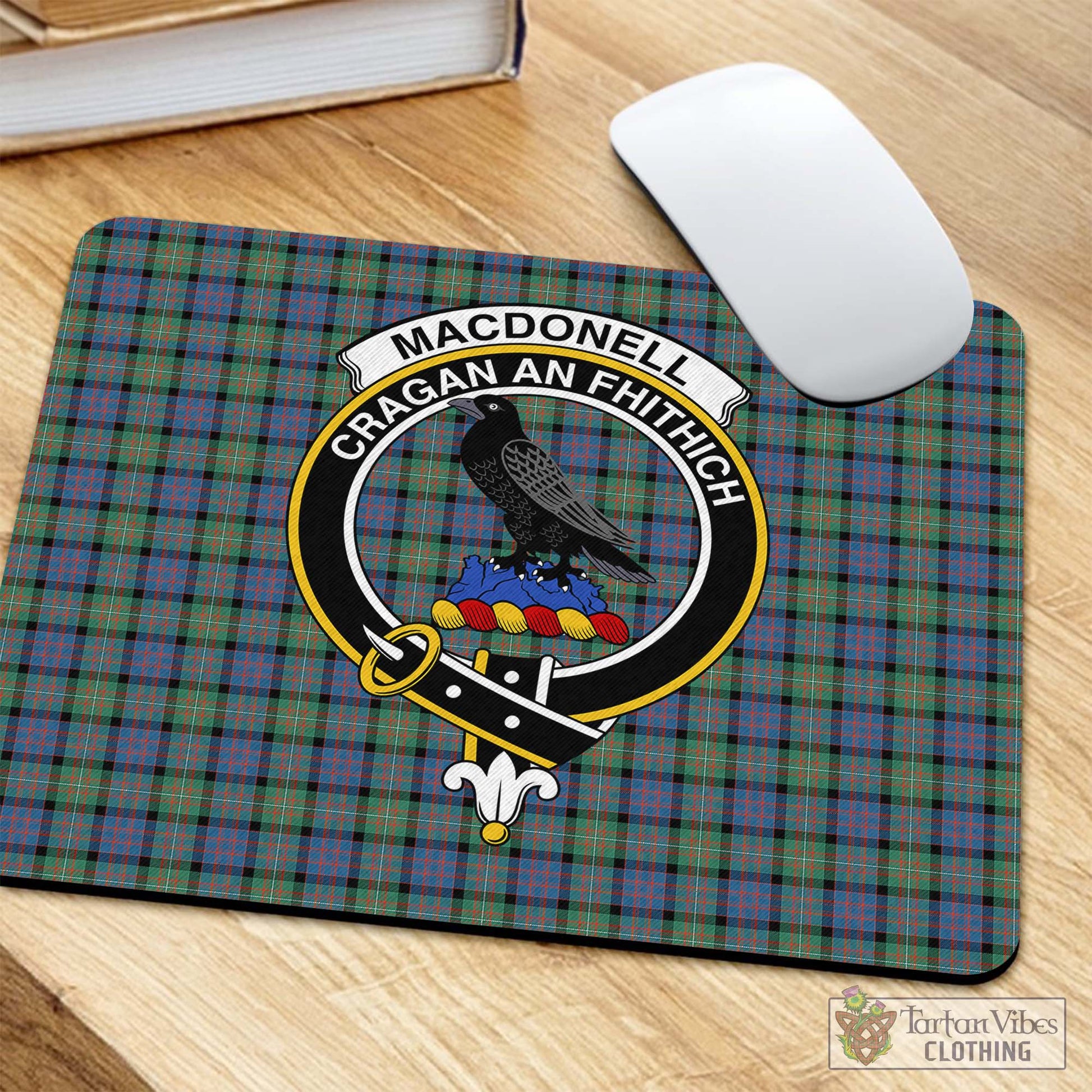 Tartan Vibes Clothing MacDonell of Glengarry Ancient Tartan Mouse Pad with Family Crest