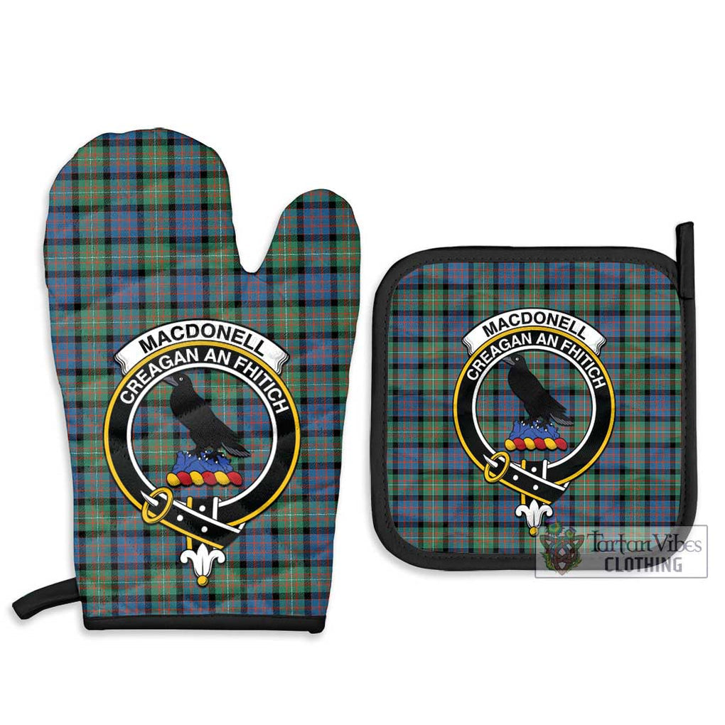 MacDonell of Glengarry Ancient Tartan Combo Oven Mitt & Pot-Holder with Family Crest Combo 1 Oven Mitt & 2 Pot-Holder Black - Tartan Vibes Clothing