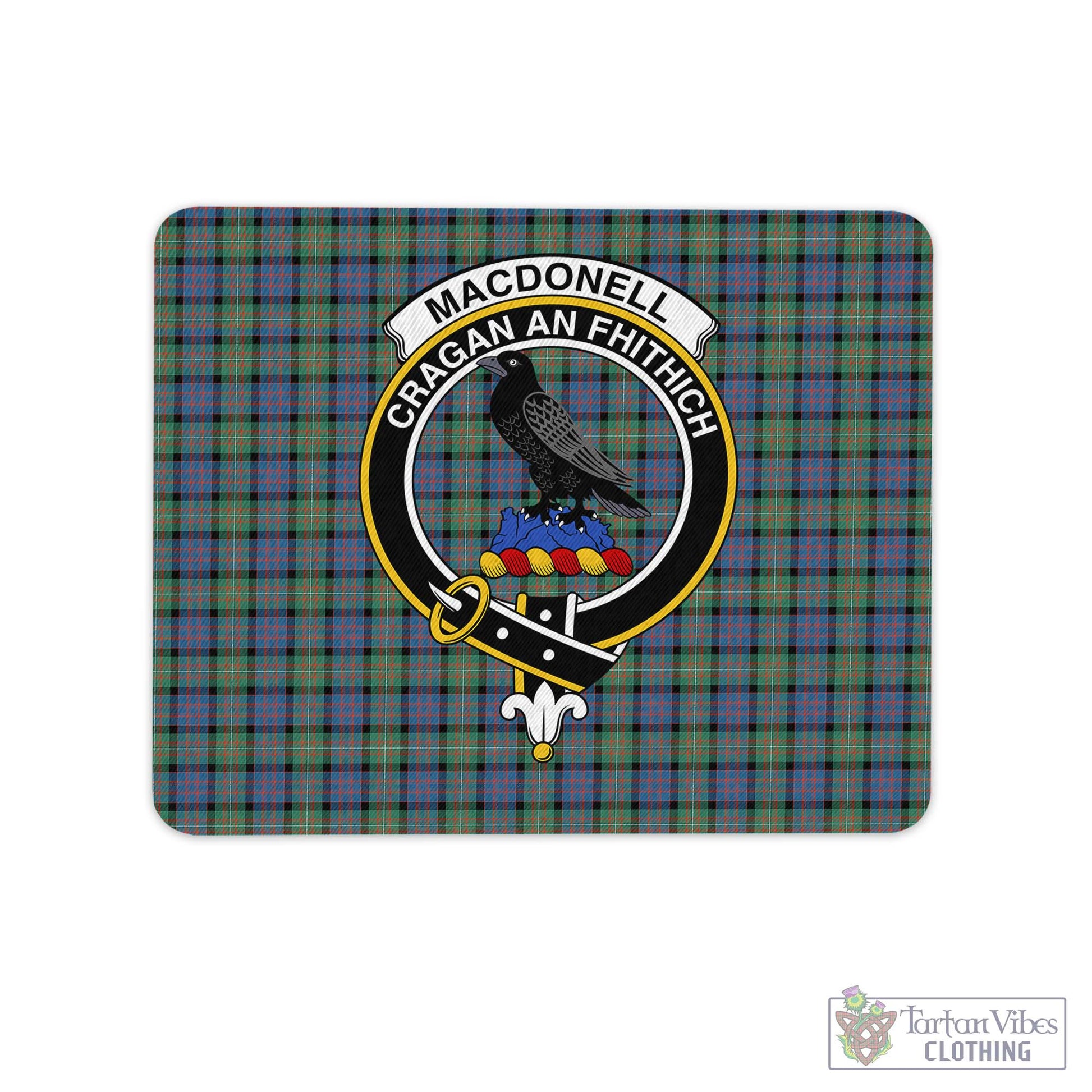 Tartan Vibes Clothing MacDonell of Glengarry Ancient Tartan Mouse Pad with Family Crest