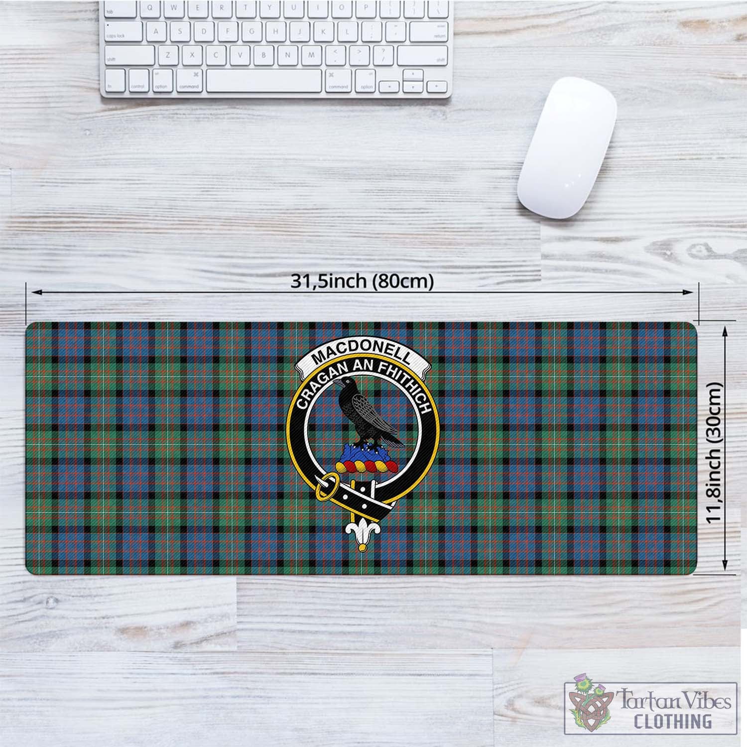 Tartan Vibes Clothing MacDonell of Glengarry Ancient Tartan Mouse Pad with Family Crest