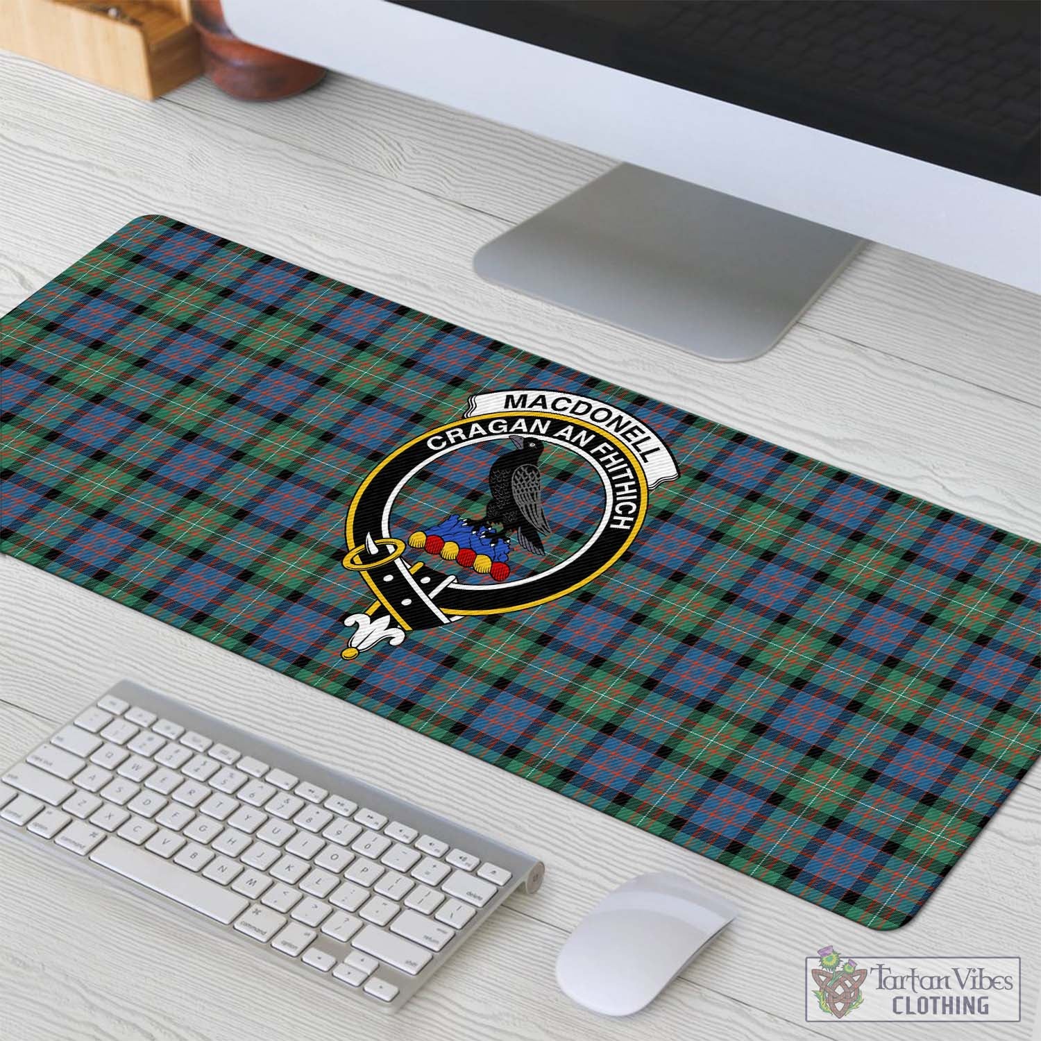 Tartan Vibes Clothing MacDonell of Glengarry Ancient Tartan Mouse Pad with Family Crest