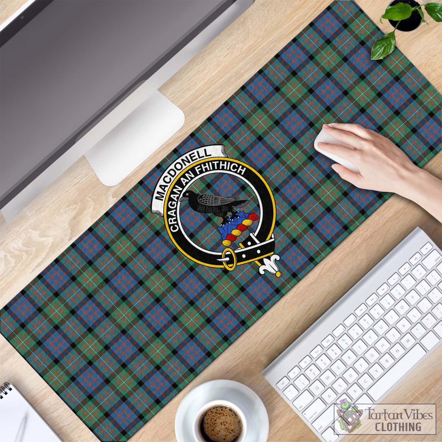 Tartan Vibes Clothing MacDonell of Glengarry Ancient Tartan Mouse Pad with Family Crest