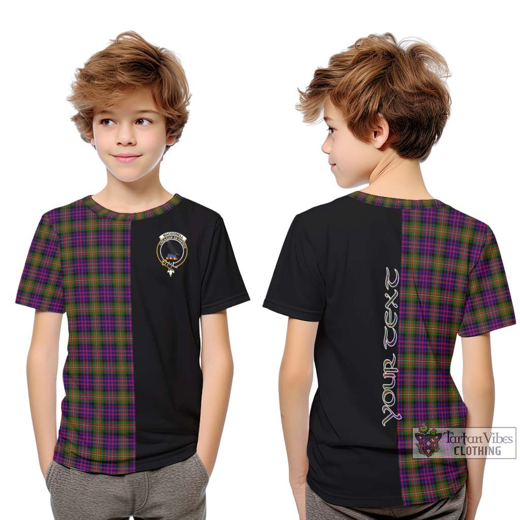 MacDonell of Glengarry Modern Tartan Kid T-Shirt with Family Crest and Half Of Me Style Youth XL Size14 - Tartanvibesclothing Shop