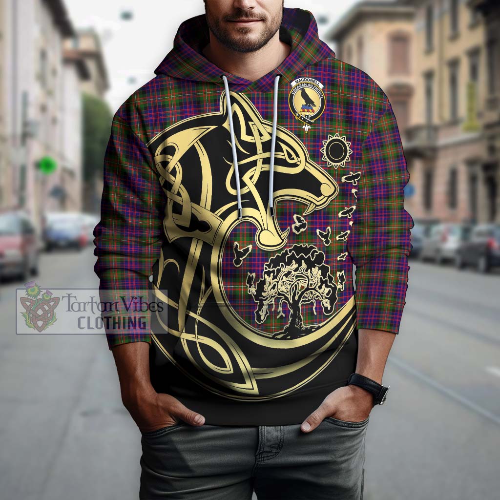 Tartan Vibes Clothing MacDonell of Glengarry Modern Tartan Hoodie with Family Crest Celtic Wolf Style