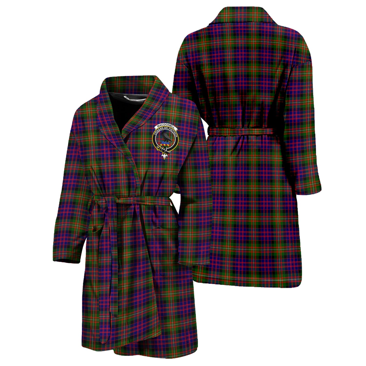 MacDonell of Glengarry Modern Tartan Bathrobe with Family Crest Unisex S - Tartan Vibes Clothing