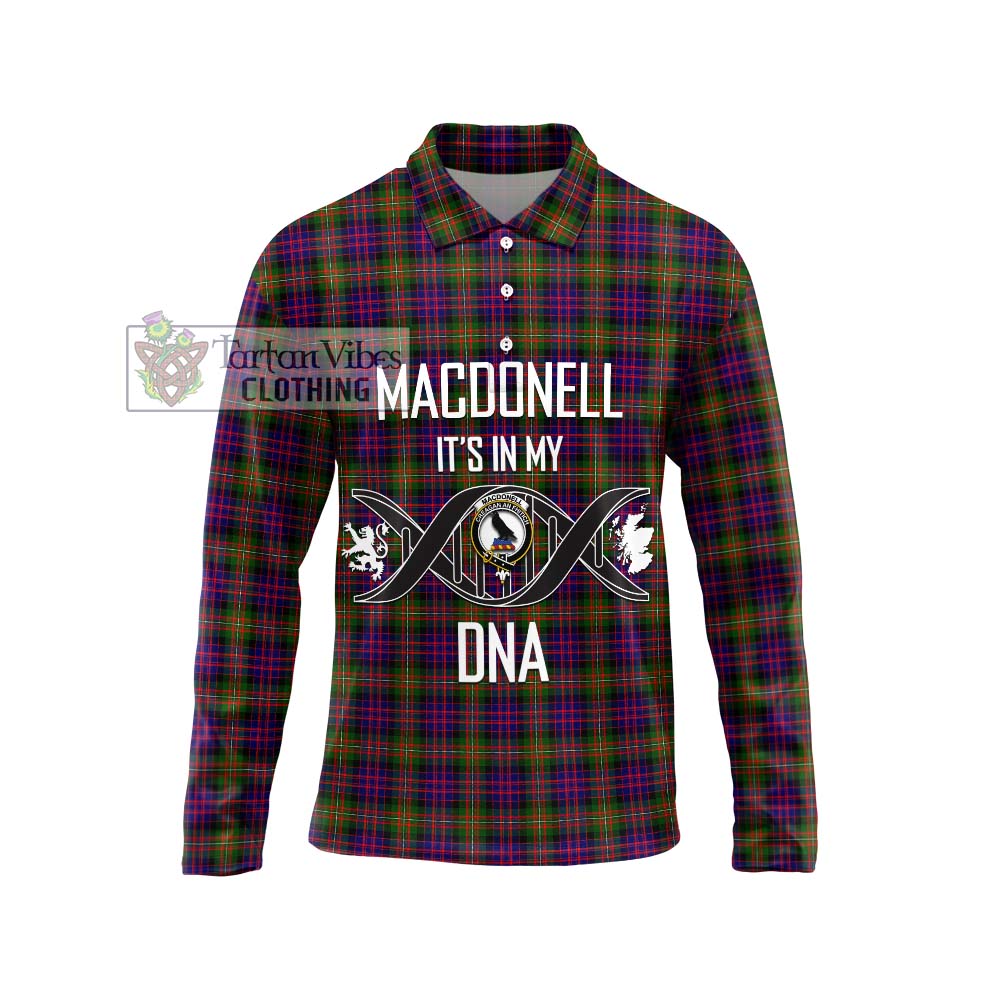 MacDonell of Glengarry Modern Tartan Long Sleeve Polo Shirt with Family Crest DNA In Me Style Unisex - Tartanvibesclothing Shop