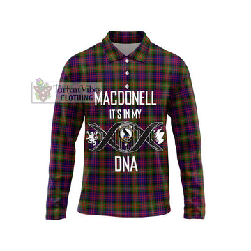 MacDonell of Glengarry Modern Tartan Long Sleeve Polo Shirt with Family Crest DNA In Me Style