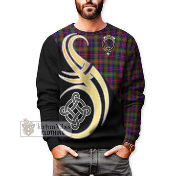 MacDonell of Glengarry Modern Tartan Sweatshirt with Family Crest and Celtic Symbol Style