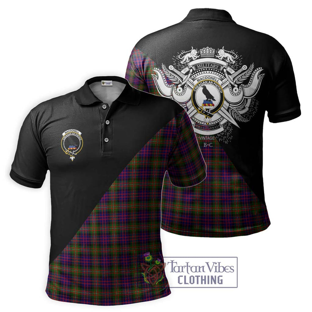 MacDonell of Glengarry Modern Tartan Polo Shirt with Family Crest and Military Logo Style Kid - Tartanvibesclothing Shop