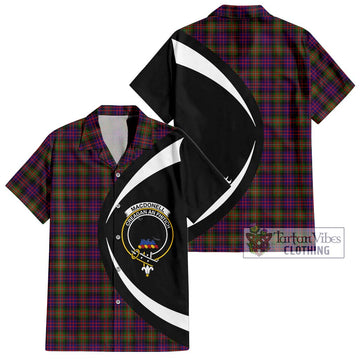 MacDonell of Glengarry Modern Tartan Short Sleeve Button Up with Family Crest Circle Style