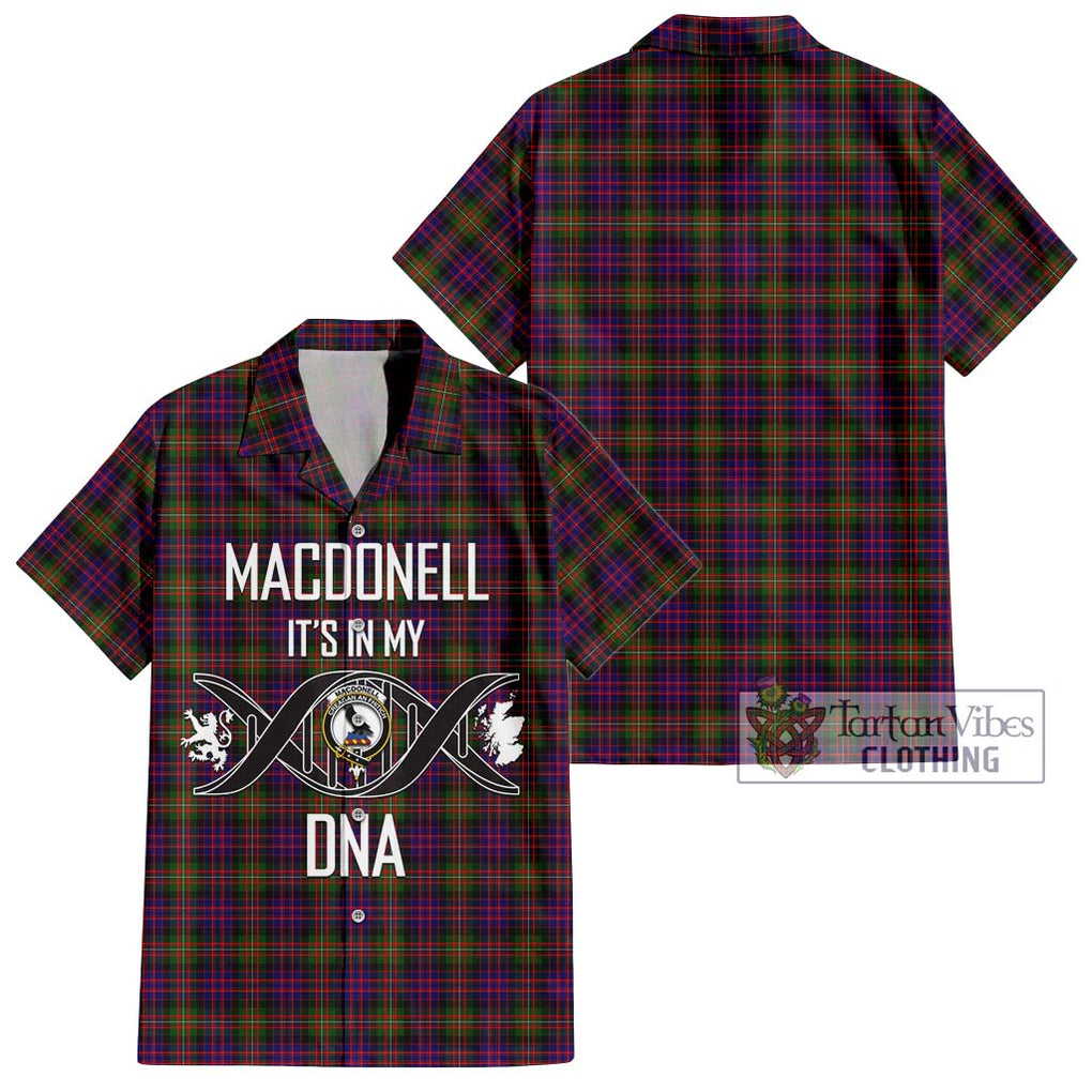 MacDonell of Glengarry Modern Tartan Short Sleeve Button Shirt with Family Crest DNA In Me Style Kid - Tartanvibesclothing Shop