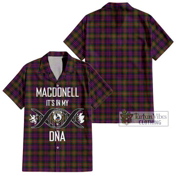 MacDonell of Glengarry Modern Tartan Short Sleeve Button Shirt with Family Crest DNA In Me Style