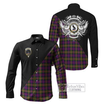 MacDonell of Glengarry Modern Tartan Long Sleeve Button Shirt with Family Crest and Military Logo Style